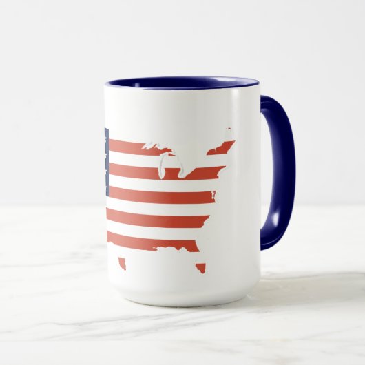 Modern USA Map Outline - American Pride White Mug マグカップ (正面右)