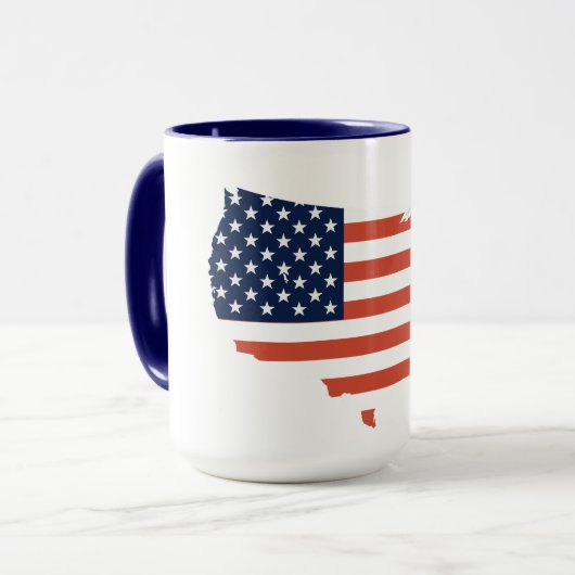 Modern USA Map Outline - American Pride White Mug マグカップ (正面左)