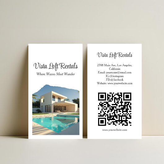 Modern Vacation Rental Guest House Photo QR Code 名刺