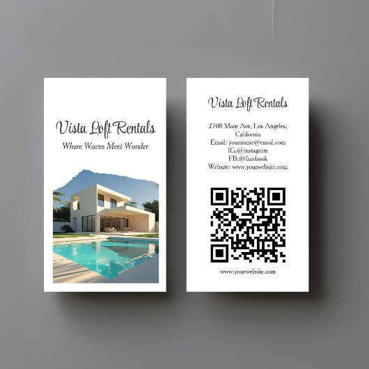 Modern Vacation Rental Guest House Photo QR Code 名刺