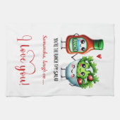 Modern Valentine Funny Food Kitchen Towel キッチンタオル (横)