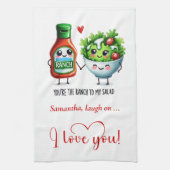 Modern Valentine Funny Food Kitchen Towel キッチンタオル (縦)