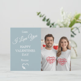 Modern Valentine’s Day Photo Card  Light Blue Gray サンキューカード
