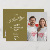 Modern Valentine’s Day Photo Card – Olive サンキューカード (正面/裏面)