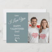Modern Valentine’s Day Photo Card – Slate Gray サンキューカード (正面)