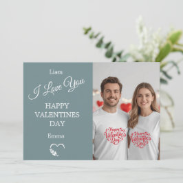 Modern Valentine’s Day Photo Card – Slate Gray サンキューカード