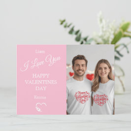 Modern Valentine’s Day Photo Card – Soft Coral サンキューカード