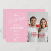 Modern Valentine’s Day Photo Card – Soft Coral サンキューカード (正面/裏面)