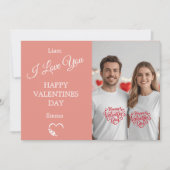 Modern Valentine’s Day Photo Card – Soft Coral サンキューカード (正面)