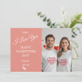 Modern Valentine’s Day Photo Card – Soft Coral サンキューカード (スタンド正面)