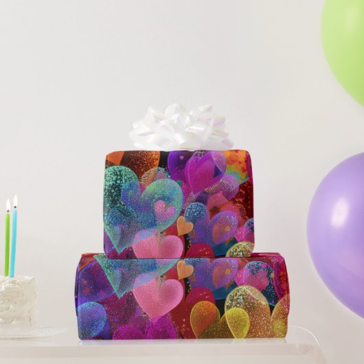 Modern Valentine Wrapping Paper– Abstract Colorful ラッピングペーパー (パーティーギフト)