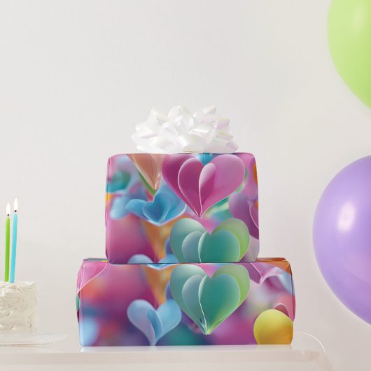 Modern Valentine Wrapping Paper– Abstract Colorful ラッピングペーパー (パーティーギフト)