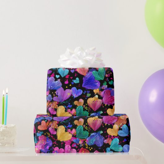 Modern Valentine Wrapping Paper– Abstract Colorful ラッピングペーパー (パーティーギフト)