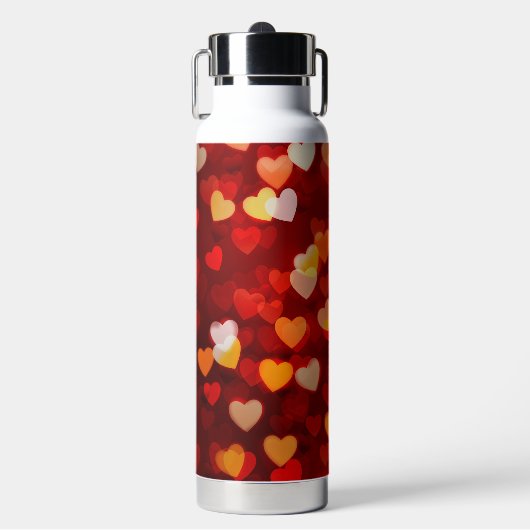 Modern Valentine's Day Romantic Heart Pattern ウォーターボトル (正面)