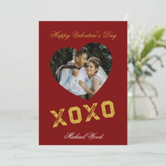 Modern Valentines Day XOXO Love Note Card for Coup ノートカード (スタンド正面)