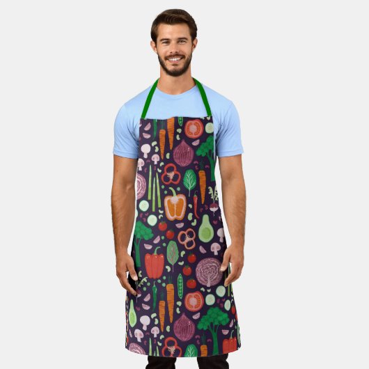 Modern Vegetable Pattern エプロン (着用した状態)