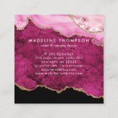 Modern Velvet Pink Marble Agate Geode スクエア名刺 (裏面)