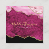 Modern Velvet Pink Marble Agate Geode スクエア名刺 (正面)