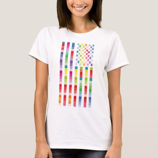 MODERN VERSION MULTICOLOR USA/EEUU FLAG BY MASANSE Tシャツ (正面)