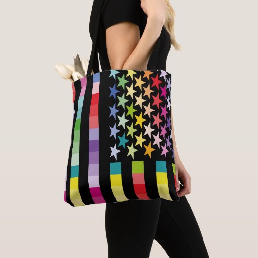 MODERN VERSION MULTICOLOR USA/EEUU FLAG MASANSER トートバッグ (クローズアップ)