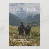 Modern Vertical Double-sided Photo Save The Date 招待状 (正面)