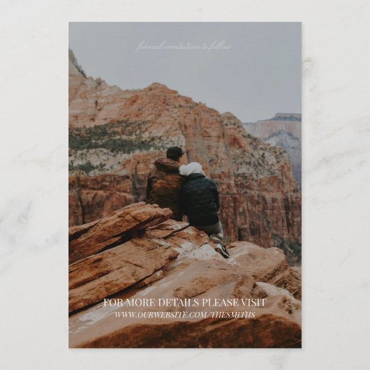 Modern Vertical Double-sided Photo Save The Date 招待状 (裏面)