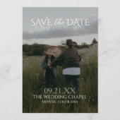 Modern Vertical Double-sided Photo Save The Date 招待状 (正面)