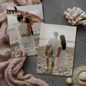 Modern Vertical Double-sided Photo Save The Date 招待状