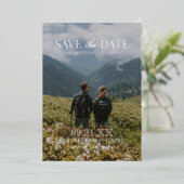 Modern Vertical Double-sided Photo Save The Date 箔招待状 (立ち正面)