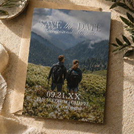 Modern Vertical Double-sided Photo Save The Date 箔招待状