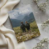 Modern Vertical Double-sided Photo Save The Date 箔招待状