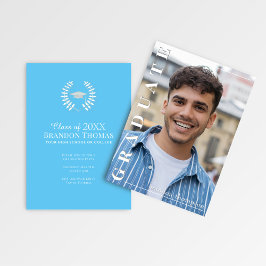 Modern Vertical Name Graduation Photo Announcement 招待状