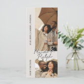 Modern Vertical Photo Strip Wedding Save the Date (スタンド正面)