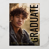 Modern Vertical PhotoPop Graduation Party 箔招待状 (正面)