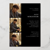 Modern Vertical PhotoPop Graduation Party 箔招待状 (裏面)