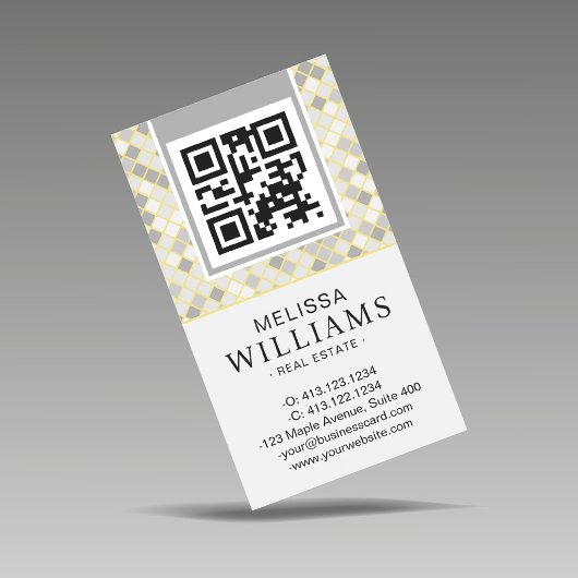 Modern Vertical Yellow & Gray Geometric  名刺