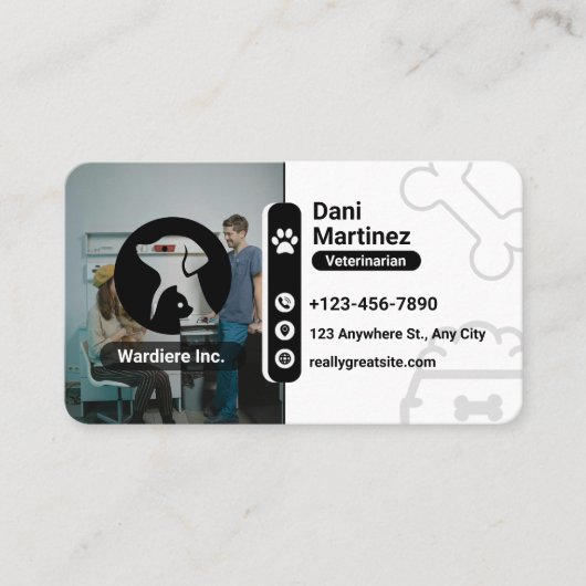 Modern Vet Animal Hospital – Black & White 名刺 (正面)