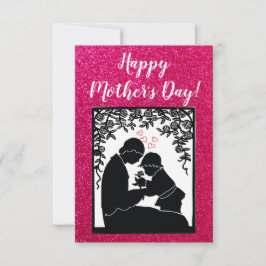  Modern vibrant color mom photo art サンキューカード