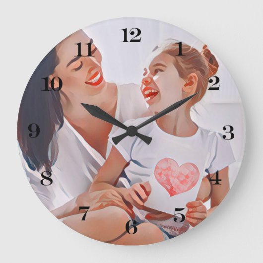 Modern vibrant color mother photo art ラージ壁時計 (正面)