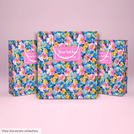 Modern vibrant colors watercolor flower gift pack ミディアムペーパーバッグ