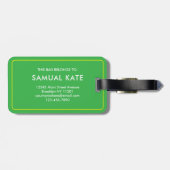 Modern Vibrant Green and Yellow Chevron Pattern ラゲッジタグ (裏面横)