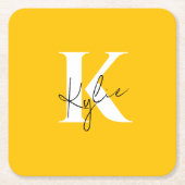 Modern Vibrant Personalized Monogram Name -  スクエアペーパーコースター (正面)