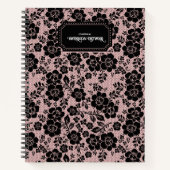 Modern Victorian Black Lace Blush Pink Journal ノートブック (正面)