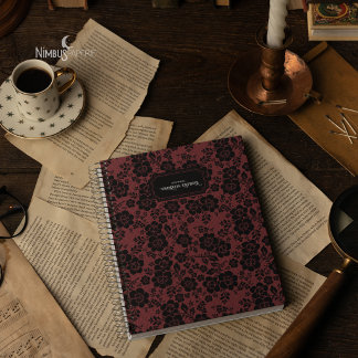 Modern Victorian Black Lace Deep Red Journal ノートブック