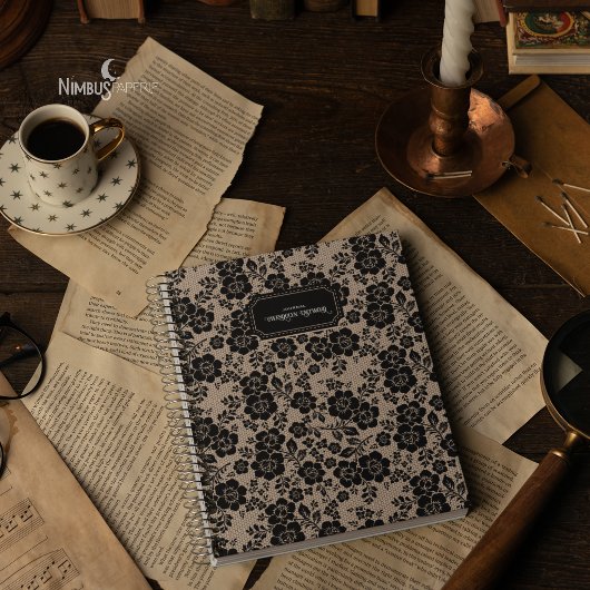 Modern Victorian Black Lace Ivory Journal ノートブック