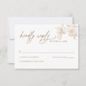 Modern Victorian Gold Floral Wedding RSVP Card (正面)