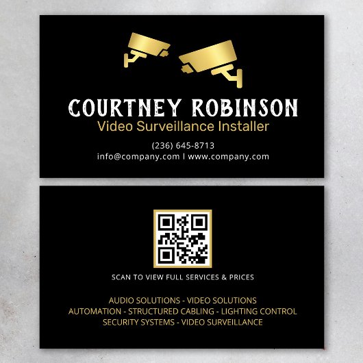 Modern Video Surveillance Installer QR Code 名刺
