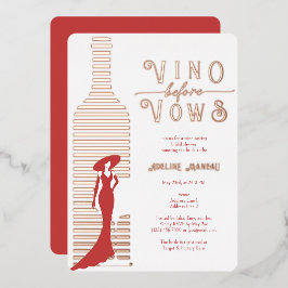 Modern Vino before Vows ワイン ブライダルシャワー ローズ 箔招待状