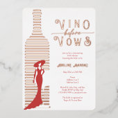 Modern Vino before Vows ワイン ブライダルシャワー ローズ 箔招待状 (正面)