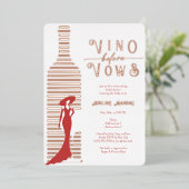 Modern Vino before Vows ワイン ブライダルシャワー ローズ 箔招待状 (立ち正面)